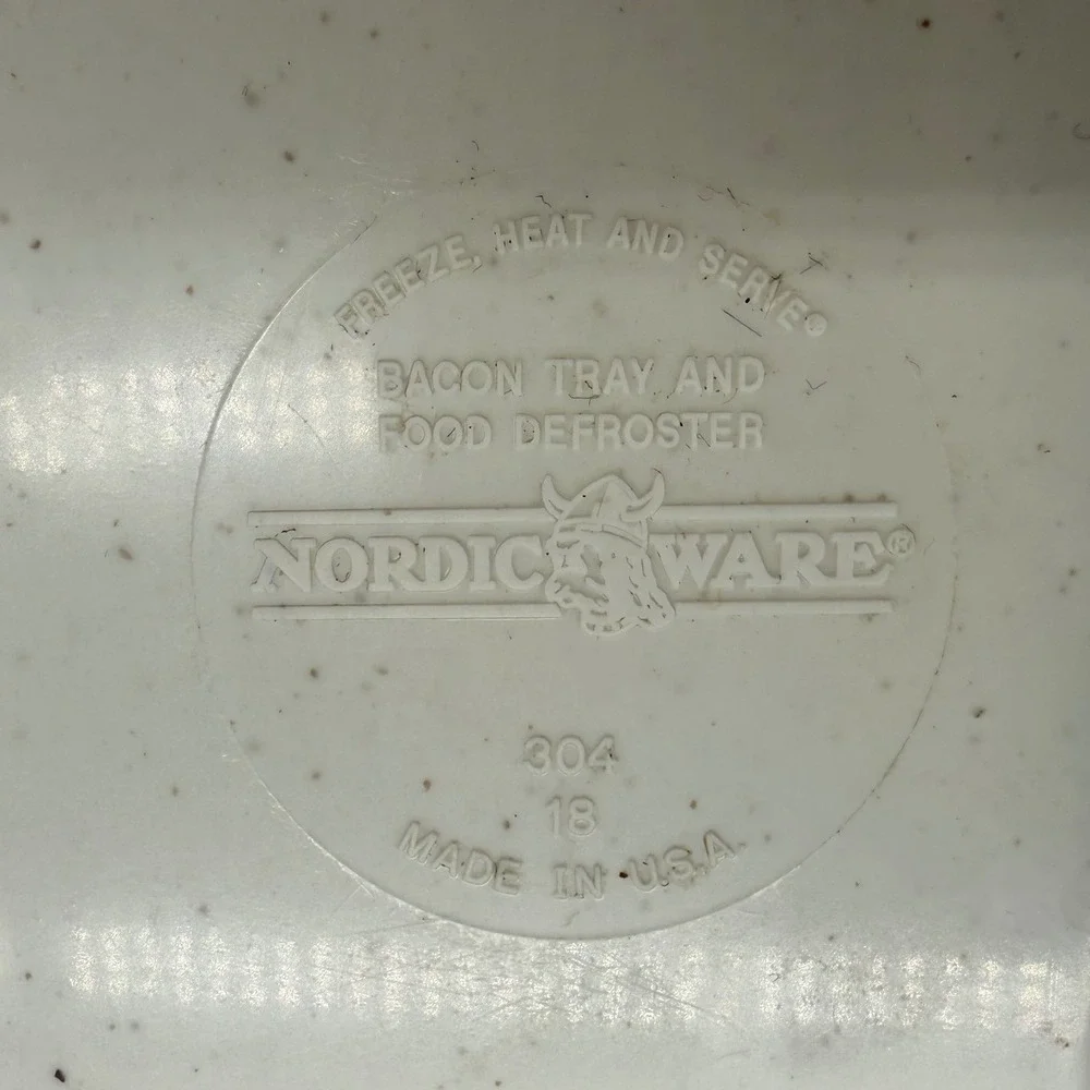 Nordic Ware Bacon Tray Food Defroster Speckled White Microwave USA 90s vtg